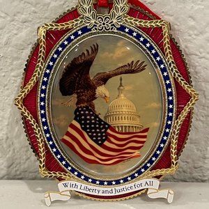 White House Holidays Liberty and Justice For All Ornament Brand New & Boxed USA